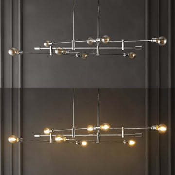 Atlas Modern Vintage Iron Arm-Adjustable LED Chandelier - JONATHAN Y